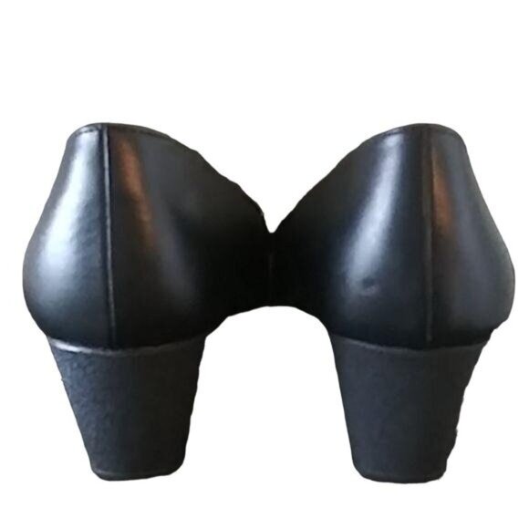 Time & Tru Black Memory Foam Wedge Heels Faux Leather Glossy Toe Cap Size 11 - Picture 8 of 9